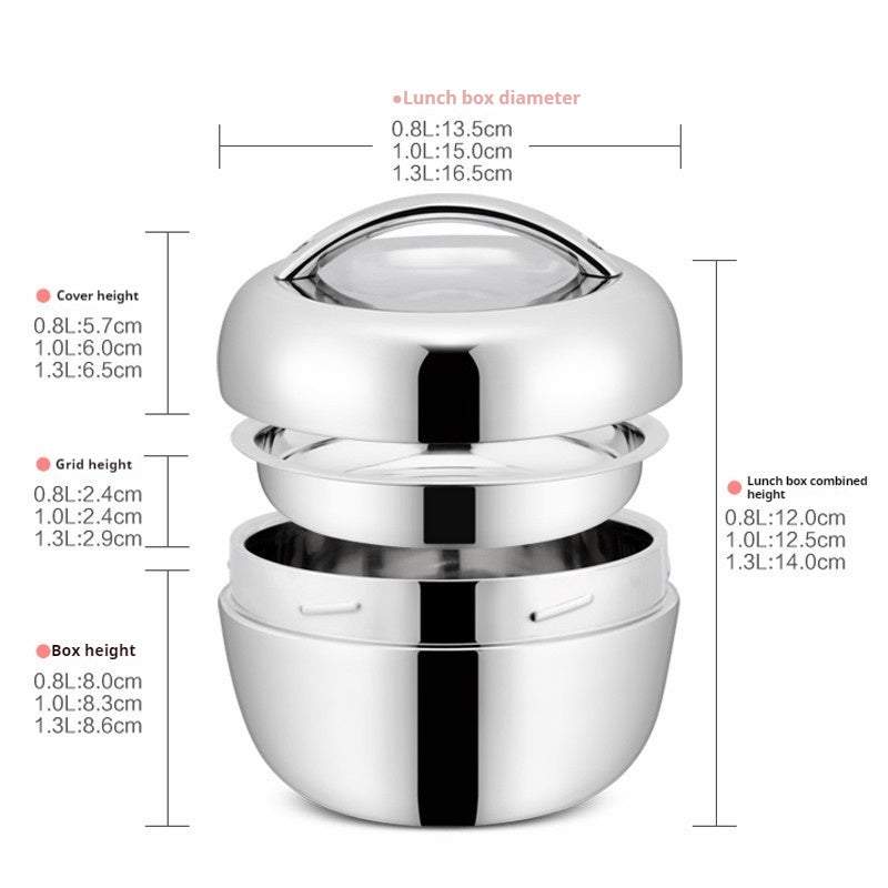 Stainless Steel Lunch Box Portable Double-layer Insulated Bento Box