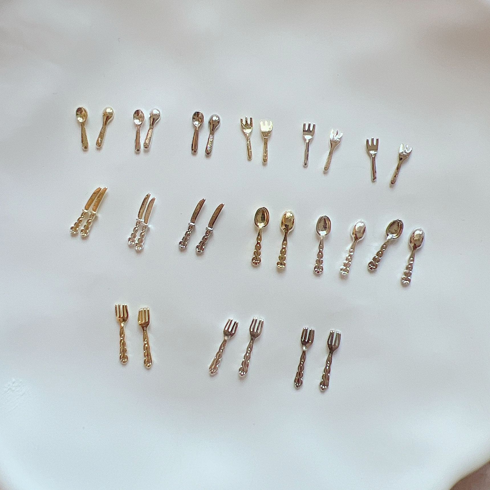 Alloy Mini Cute Cutlery Knife Fork And Spoon-shaped Metal Nail Accessories