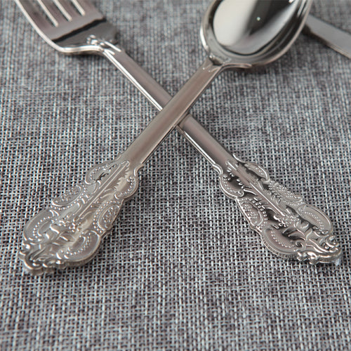 10 Disposable Plastic Electroplated Silver Cutlery Cutlery