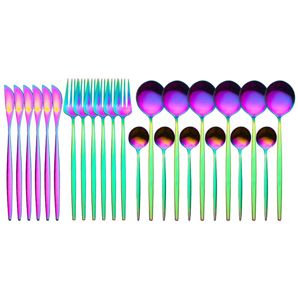 Stainless Steel Cutlery 24-piece Set Glossy Black