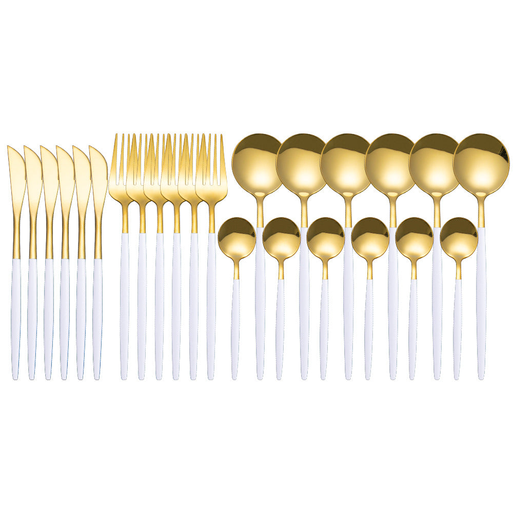 Stainless Steel Cutlery 24-piece Set Glossy Black