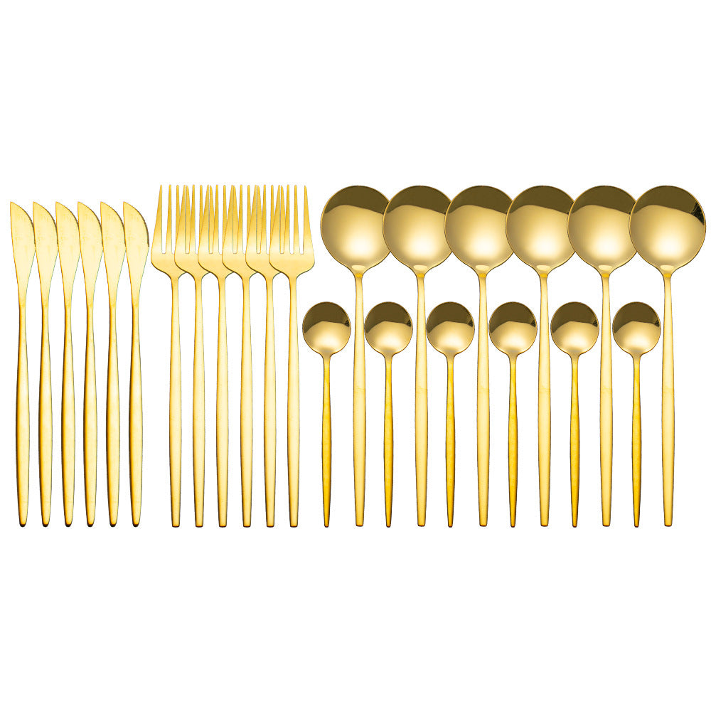 Stainless Steel Cutlery 24-piece Set Glossy Black