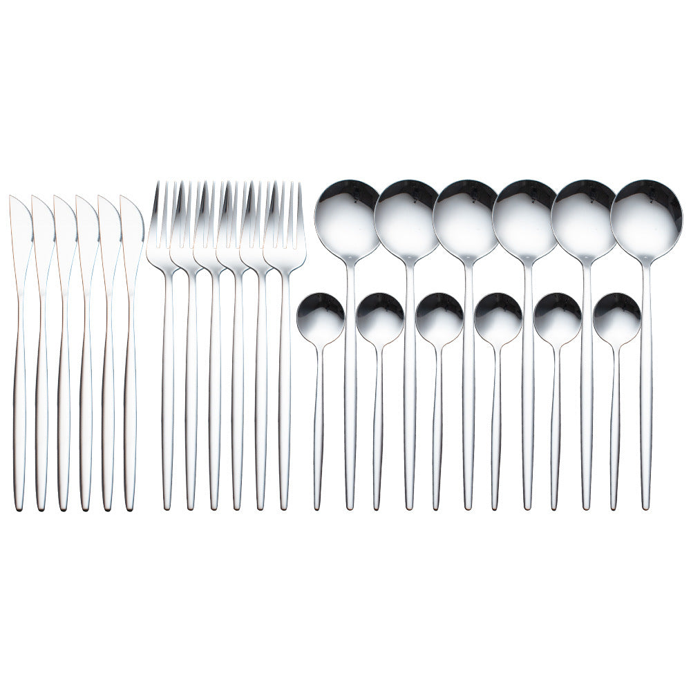 Stainless Steel Cutlery 24-piece Set Glossy Black
