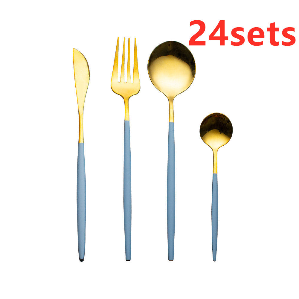 Cutlery Cutlery Set Gold Baked Lacquer Cutlery And Spoon Four-piece Set