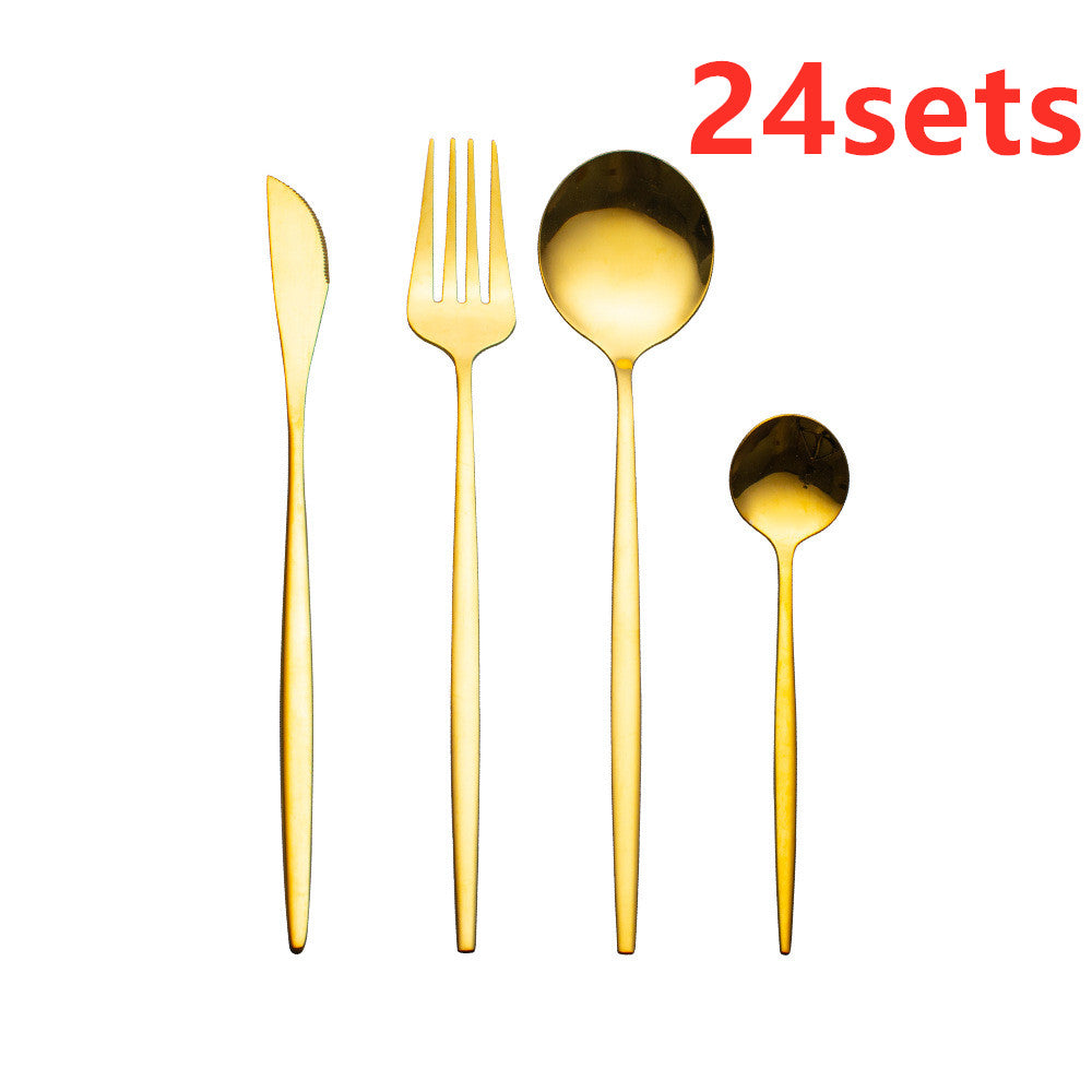Cutlery Cutlery Set Gold Baked Lacquer Cutlery And Spoon Four-piece Set
