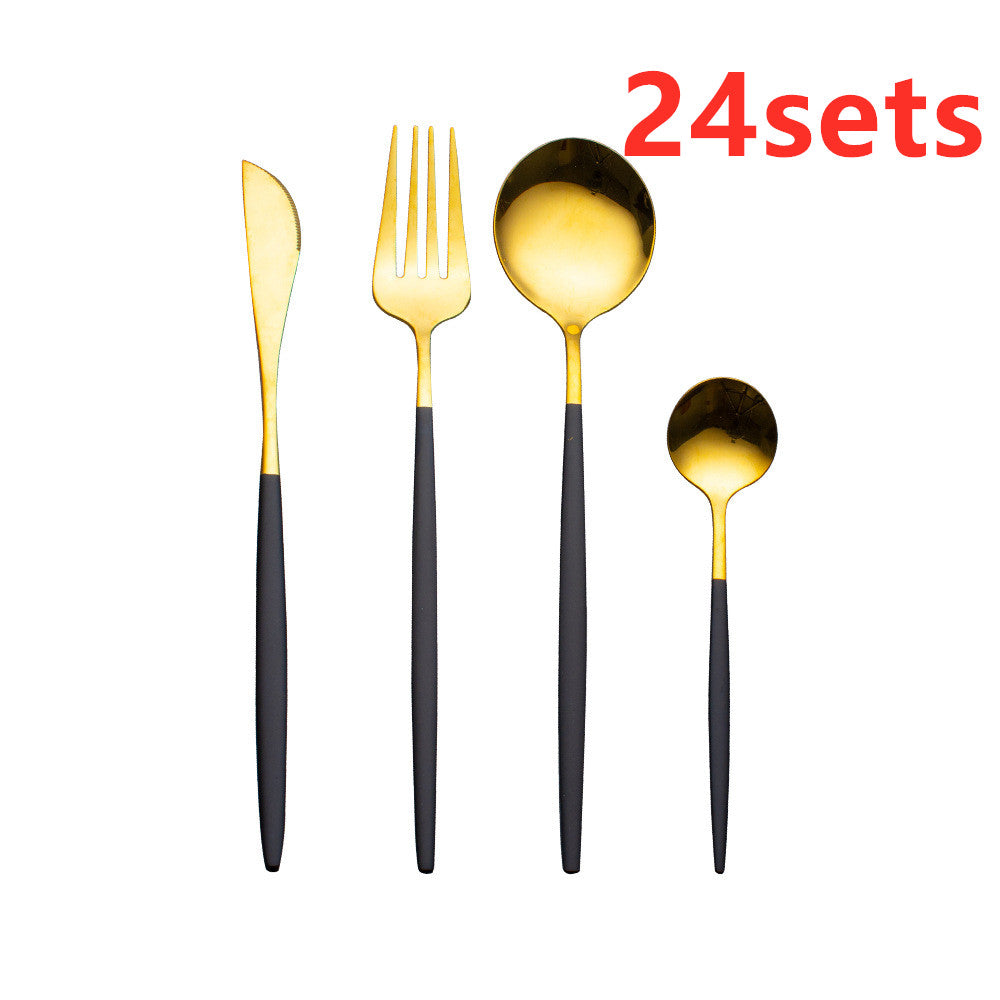 Cutlery Cutlery Set Gold Baked Lacquer Cutlery And Spoon Four-piece Set