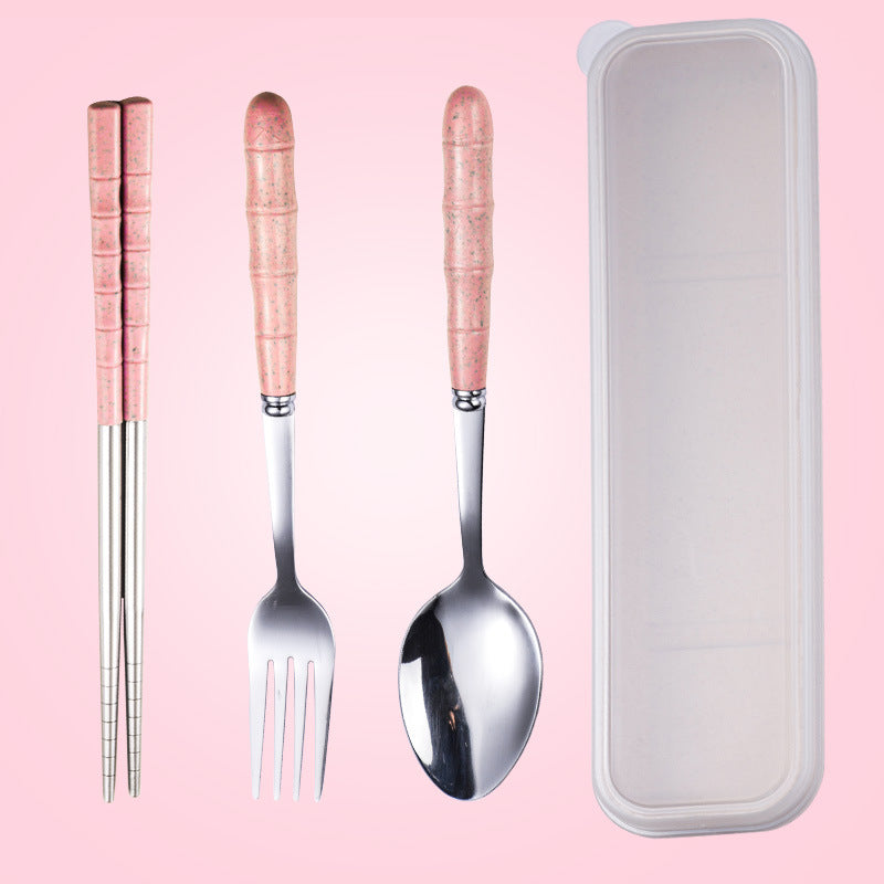 Wheat Straw Stainless Steel Portable Cutlery Set