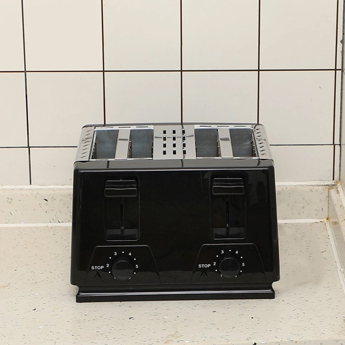 4 Slice Extra Wide Slot With Variable  Defrost Reheat Black Toaster New