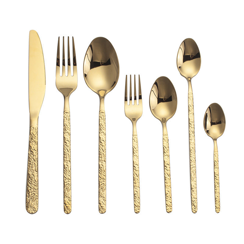 Golden cutlery steak knife and fork