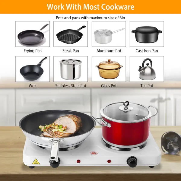 Cooking Electric Heating Plate, 2-burner Electric Stove, 2000 Watt Portable Electric Stove, Glass Stove, Easy To Clean, Suitable For RV&home&camping 110V