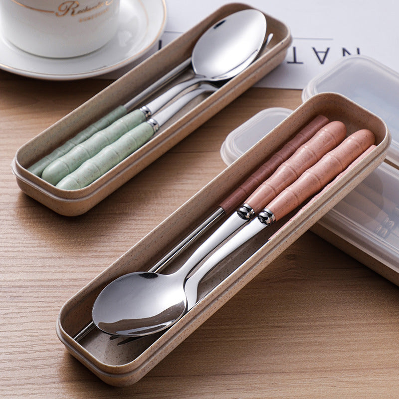 Wheat Straw Stainless Steel Portable Cutlery Set