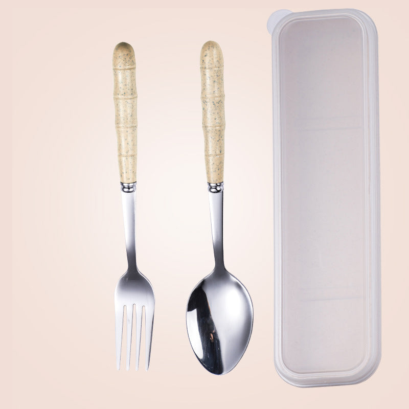 Wheat Straw Stainless Steel Portable Cutlery Set