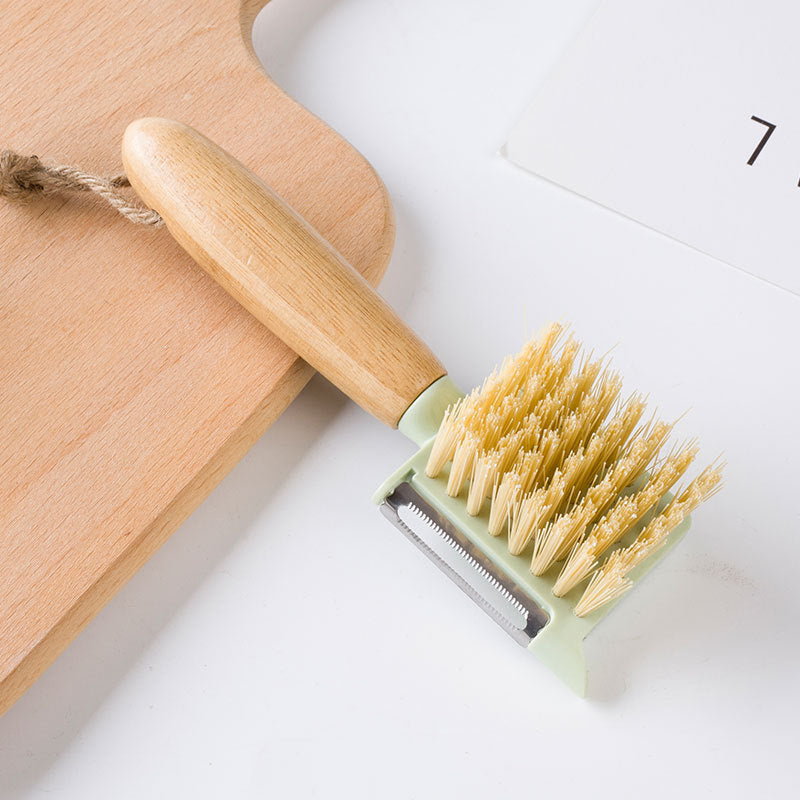 Pure Wood Fruit And Vegetable Brush Stainless Steel Grater