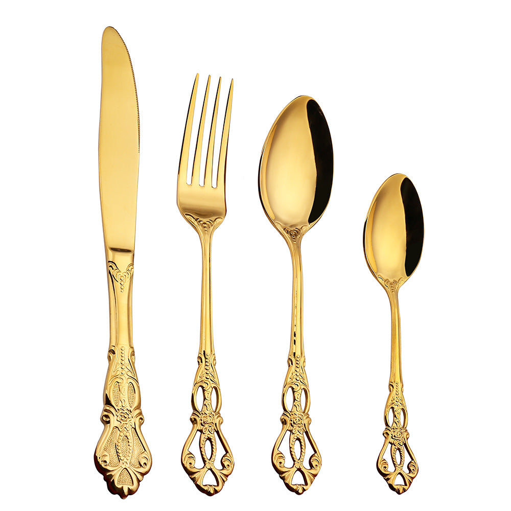 Embossed Spoon Stirring Ice Spoon Banquet Steak Cutlery