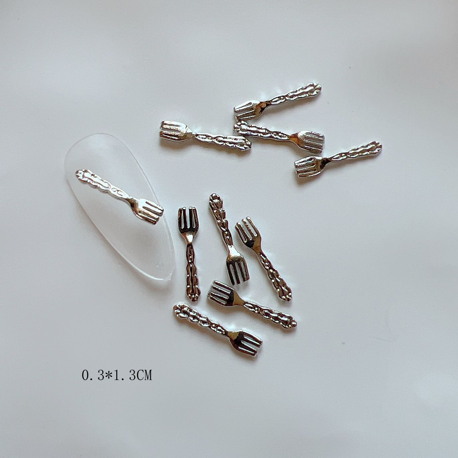 Alloy Mini Cute Cutlery Knife Fork And Spoon-shaped Metal Nail Accessories
