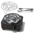 1Pc Electric Charcoal Burner 500W Hookah Charcoal Burner Compact Coal Burner For Hooka Cubes Shisha With Grill And Tongs 5 Temperature Gears Thermostat Control For Spring Summer