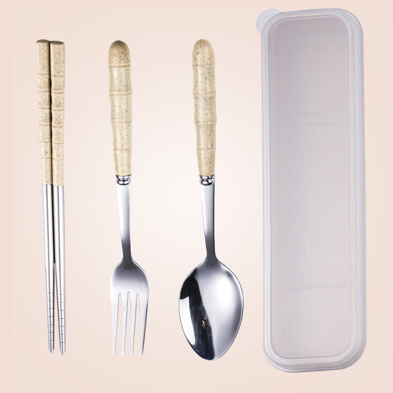 Wheat Straw Stainless Steel Portable Cutlery Set