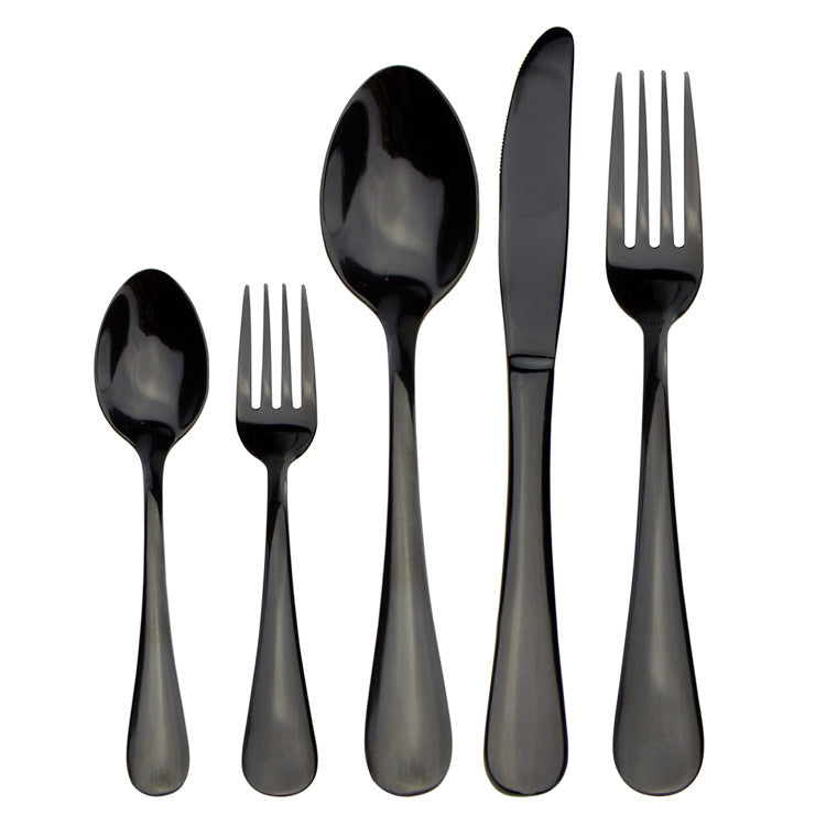 Black Stainless Steel Western Cutlery Spoon Set