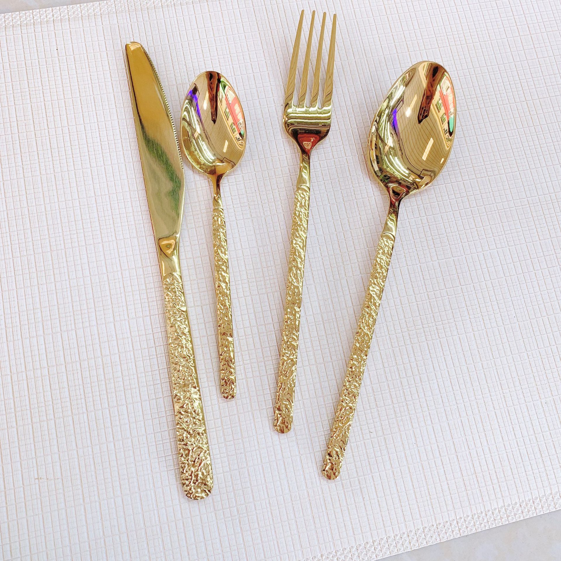 Golden cutlery steak knife and fork