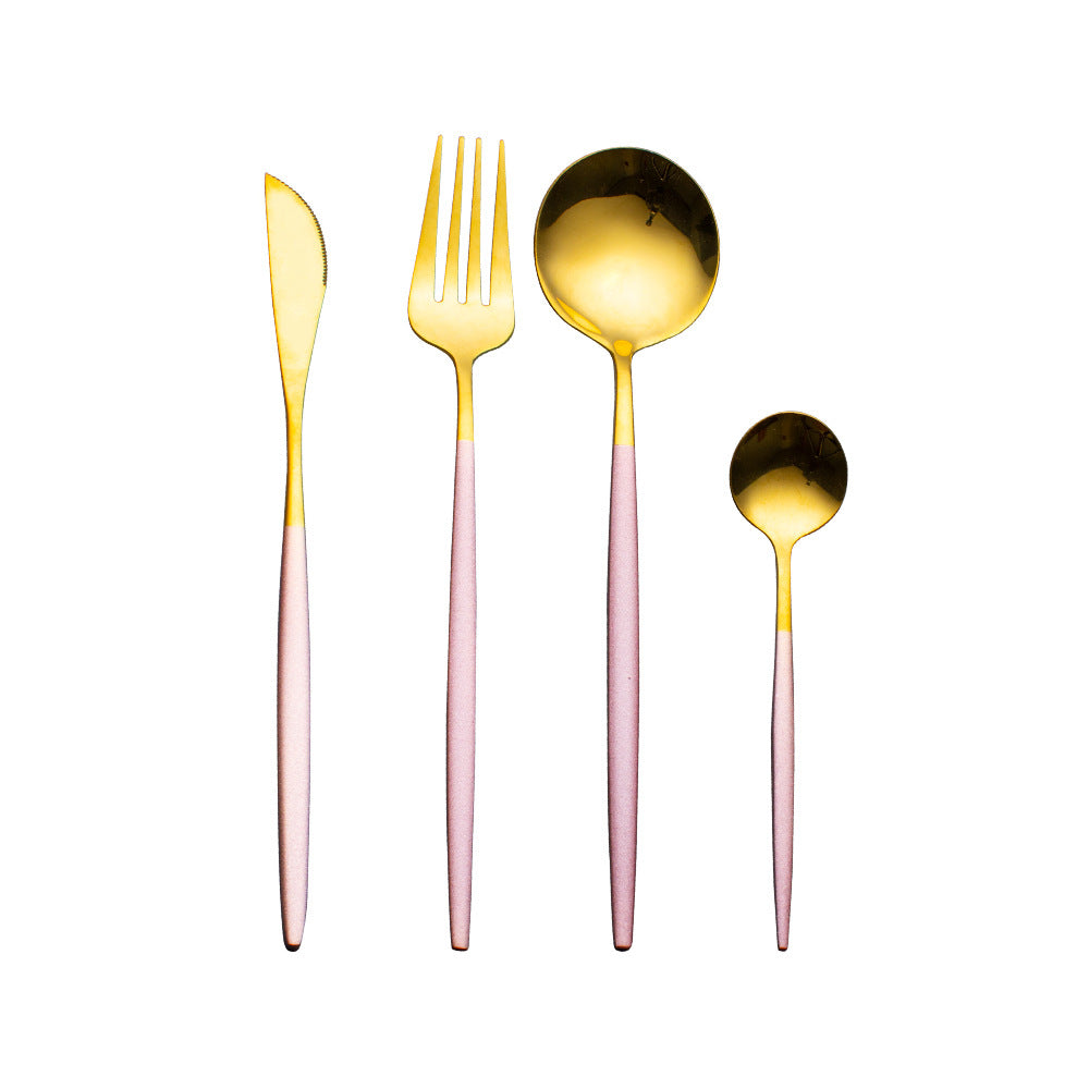 Cutlery Cutlery Set Gold Baked Lacquer Cutlery And Spoon Four-piece Set