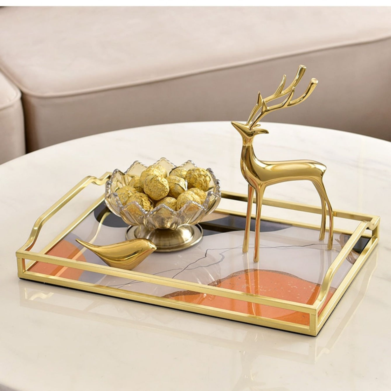 Household Model Room Living Room Coffee Table Desktop Storage Rectangular Exquisite Tray Decoration