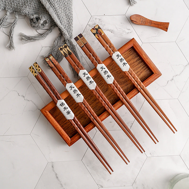 Tortoiseshell Pointed Wooden Chopsticks Cutlery