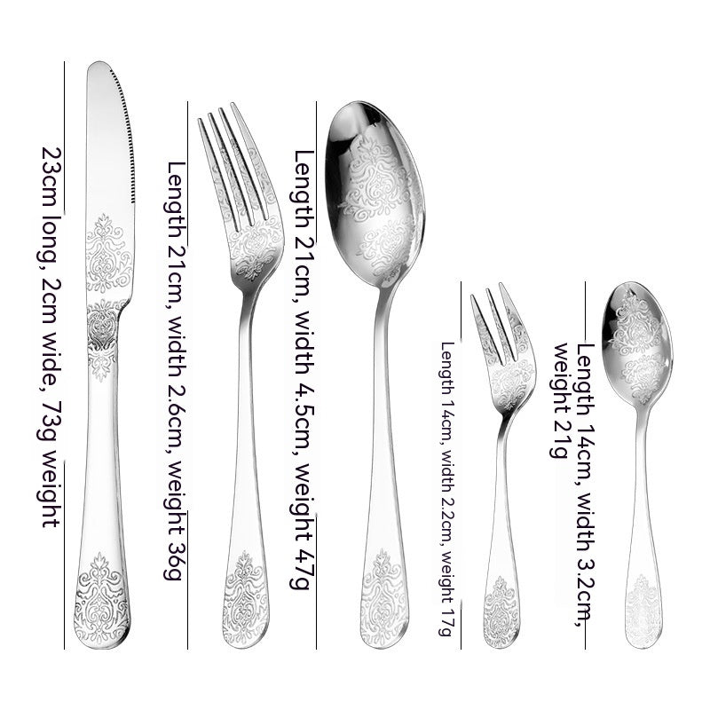 Stainless Steel Cutlery Knife Spoon Fork Vintage Gold-plated Western Restaurant Steak Suit