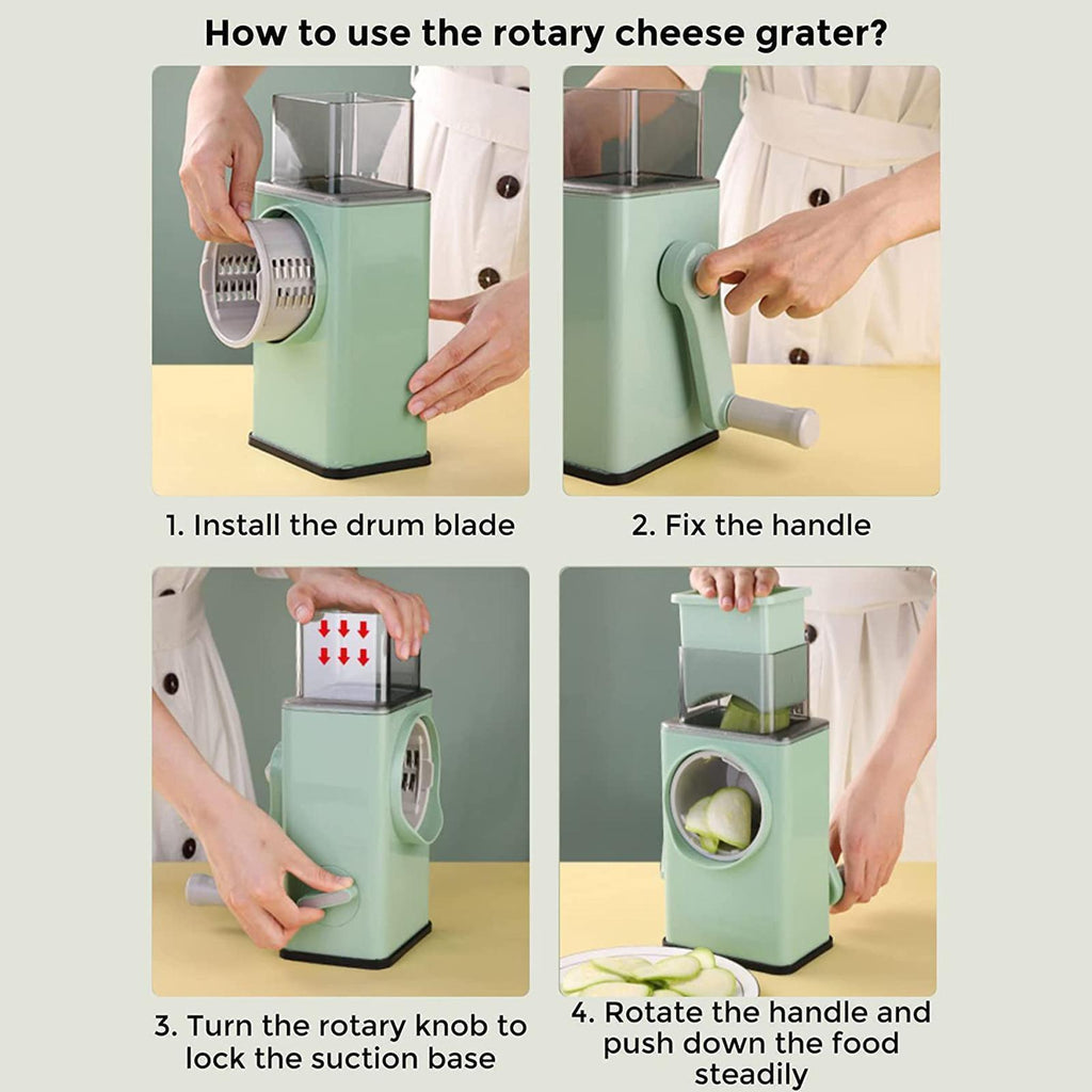 Multifunction Vegetable Cutter Slicer Hand Rotary Grater Shredder Roller N Q1Q4