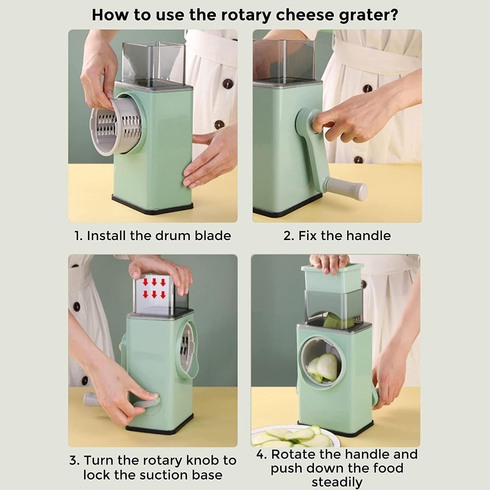 Multifunction Vegetable Cutter Slicer Hand Rotary Grater Shredder Roller N Q1Q4