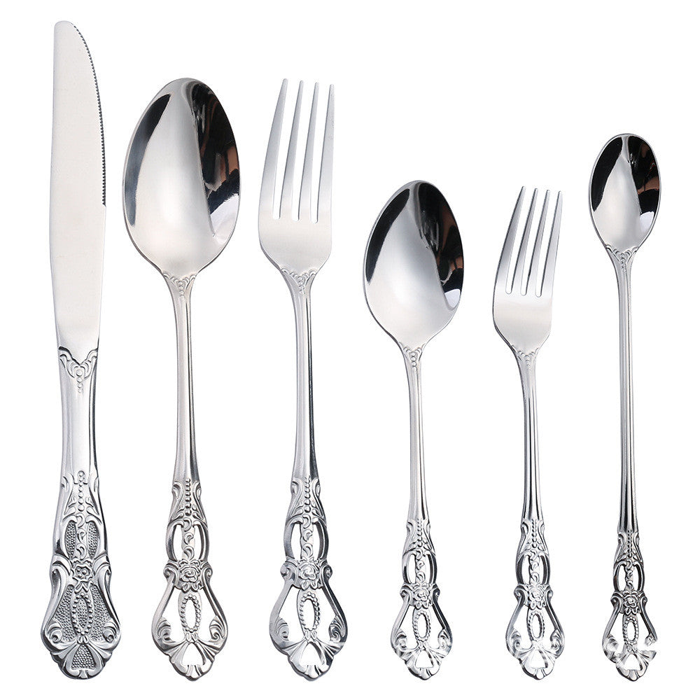 Embossed Spoon Stirring Ice Spoon Banquet Steak Cutlery