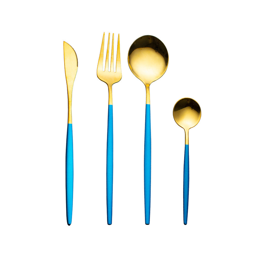 Cutlery Cutlery Set Gold Baked Lacquer Cutlery And Spoon Four-piece Set