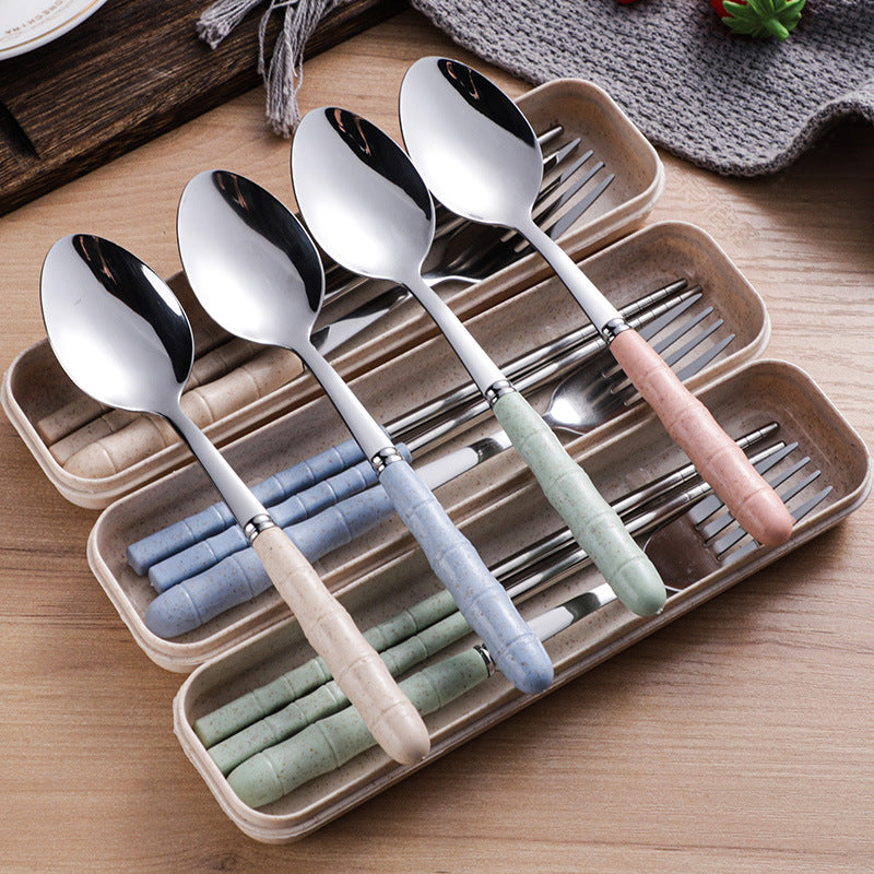 Wheat Straw Stainless Steel Portable Cutlery Set