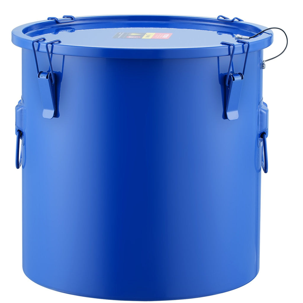 Fryer Grease Bucket, 8 Gal Oil Disposal Caddy Carbon Steel Fryer Oil Bucket With Rust-Proof Coating, Oil Transport Container With Lid, Lock Clips, Filter Bag For Hot Cooking Oil Filtering, Blue