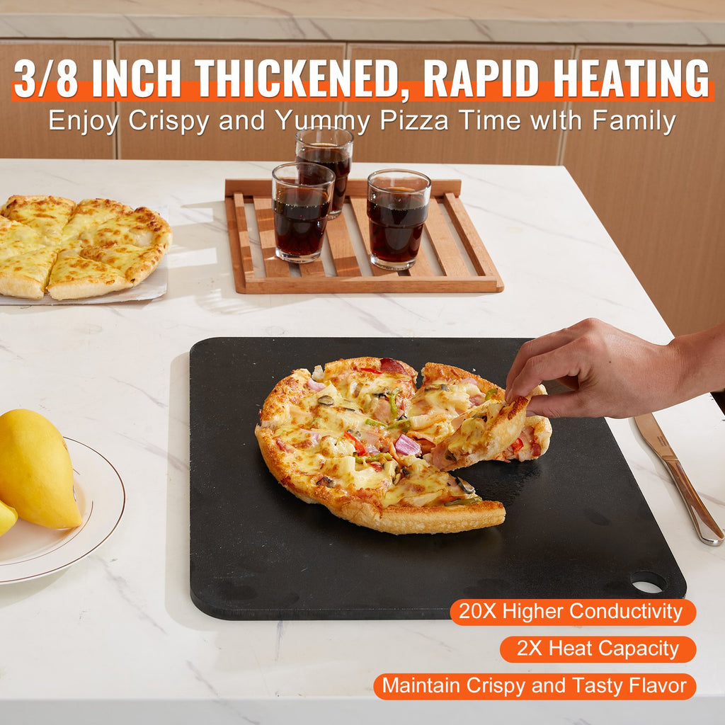 Pizza Steel, 16' X 14.5' X 3/8' Pizza Steel Plate For Oven, Pre-Seasoned Carbon Steel Pizza Baking Stone With 20X Higher Conductivity, Heavy Duty Pizza Pan For Outdoor Grill, Indoor Oven