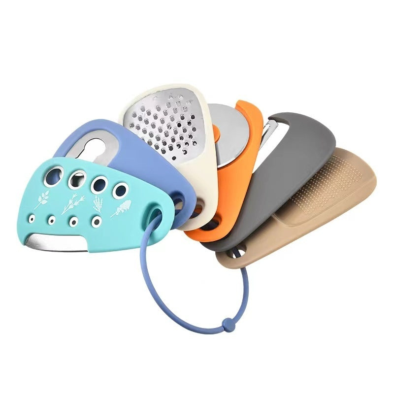 Kitchen Gadget Set 6-Piece Pizza Cutter Vanilla Cutter Bottle Opener Grater Garlic Grinder Set