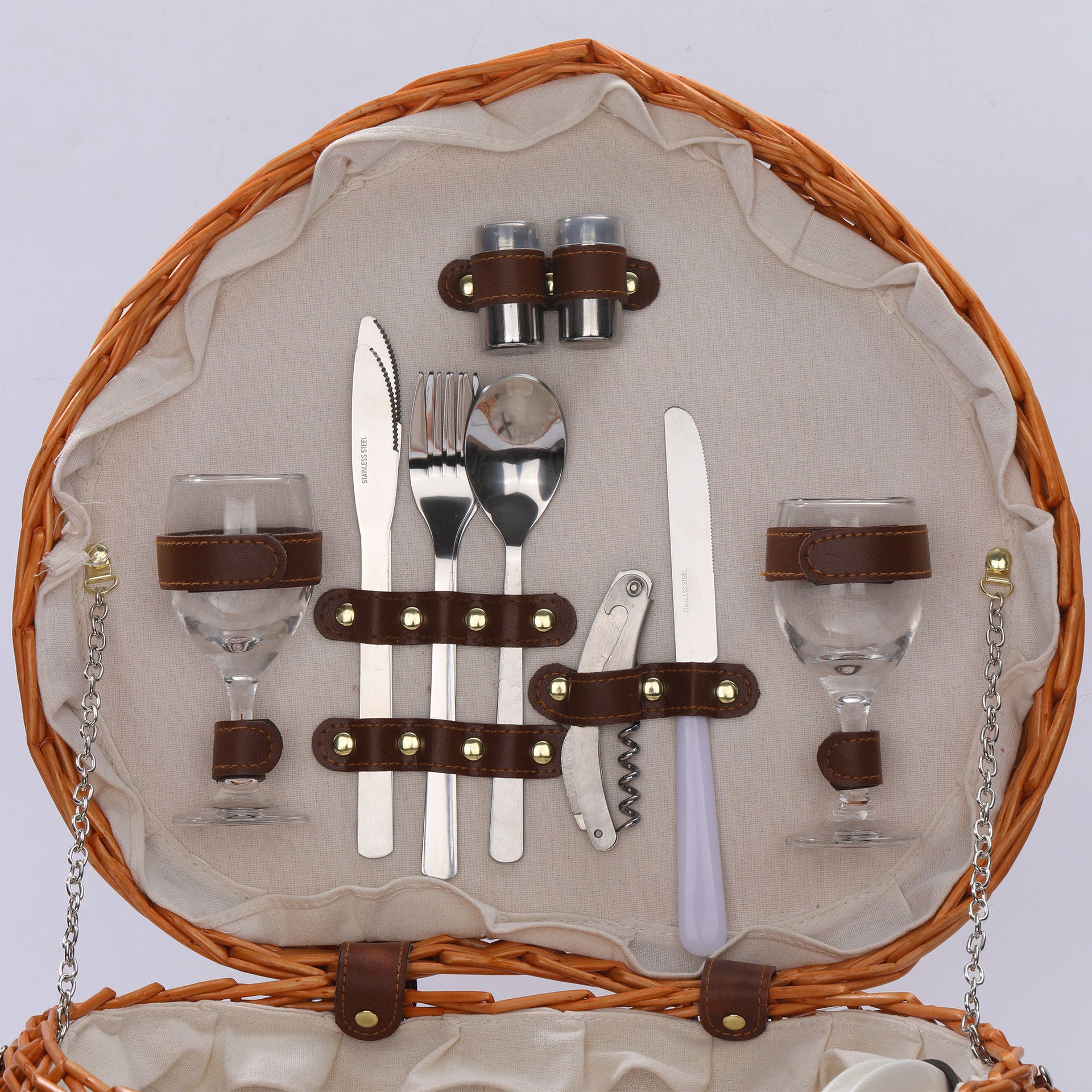 Cutlery Outdoor Rattan Heart Picnic Basket