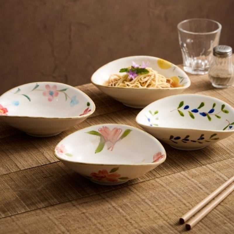 Ceramic 6-inch Shallow-handled Household Hand-painted Fruit Bowl