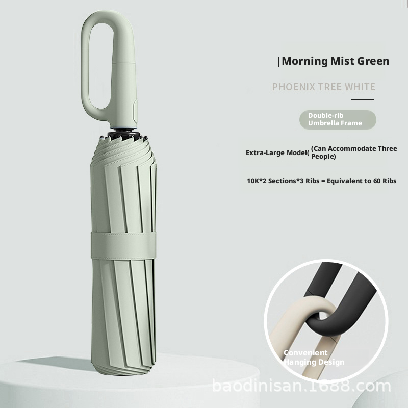 Ring buckle automatic umbrella-10 bones-beige white-glass fiber + paint iron frame-1