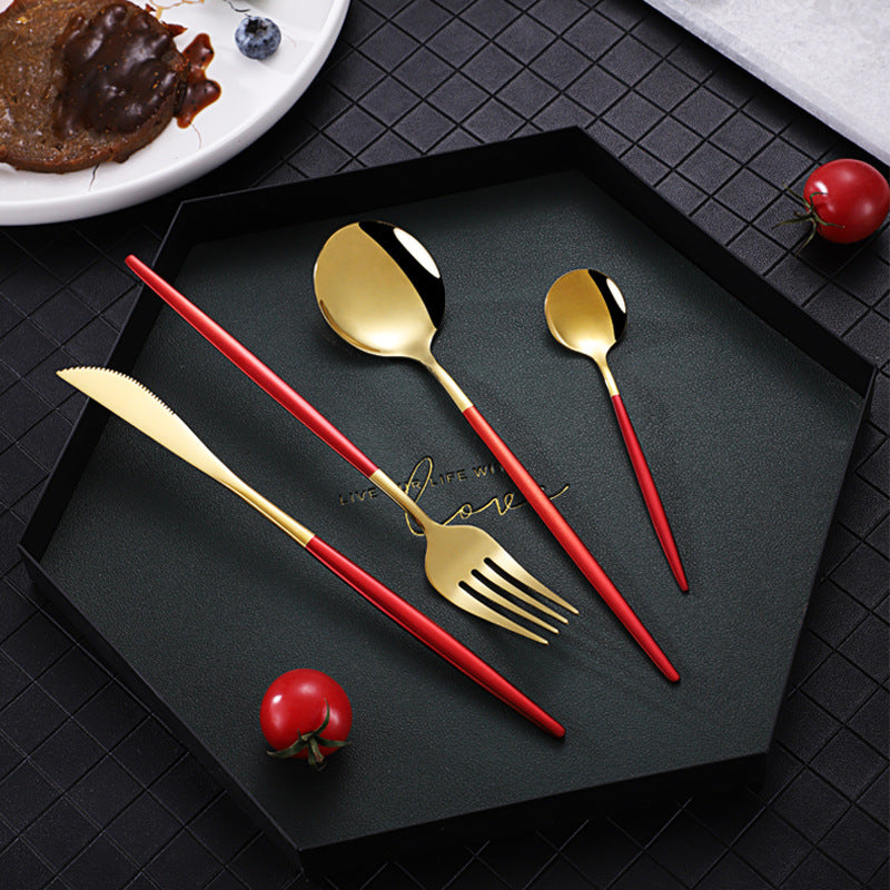 Stainless Steel 24 Pieces Set Spoon And Fork Western Cutlery