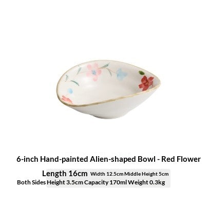 Ceramic 6-inch Shallow-handled Household Hand-painted Fruit Bowl
