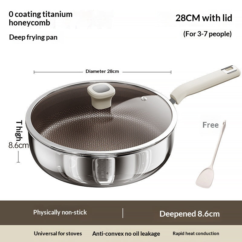 Home-use Flat-bottomed Genuine Titanium Non-stick Frying Panno Coating Required
