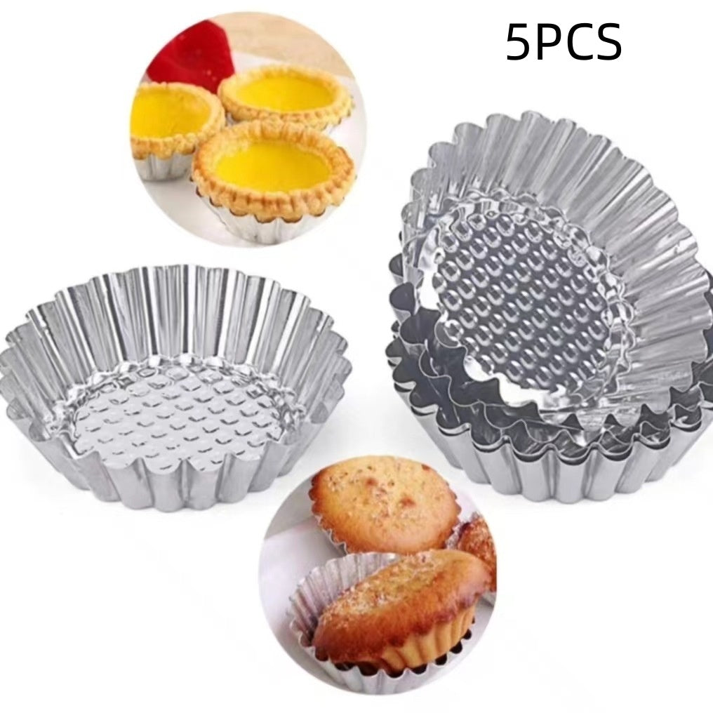 Stainless Steel Egg Tart Cake Mold Cups With Lace Edges For Coconut Egg Tarts