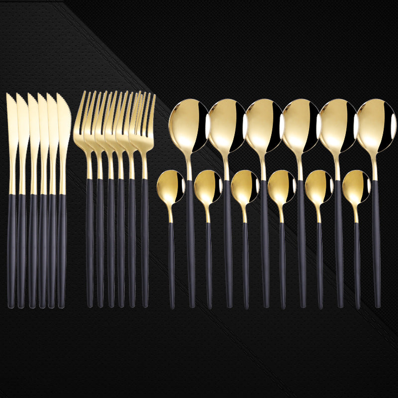 Stainless Steel 24 Pieces Set Spoon And Fork Western Cutlery