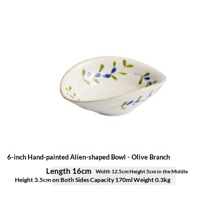 Ceramic 6-inch Shallow-handled Household Hand-painted Fruit Bowl