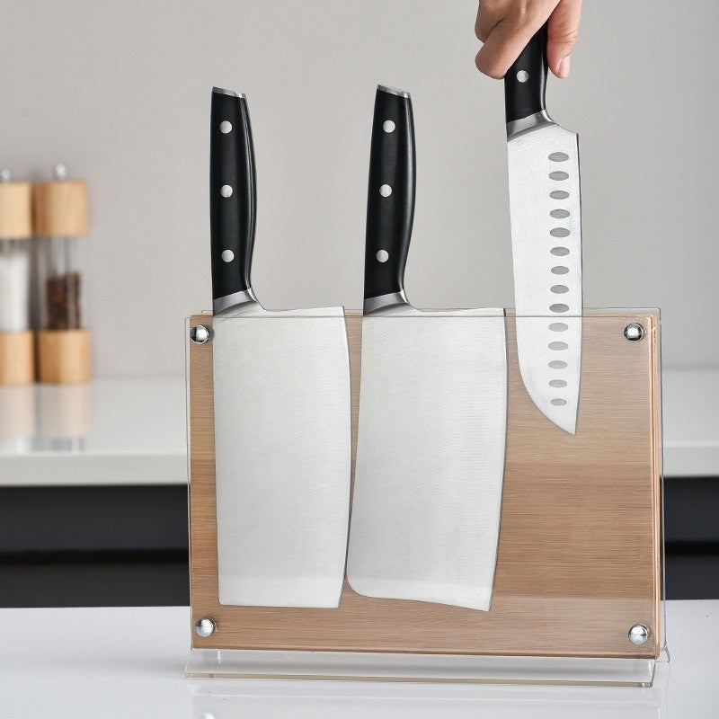 Bamboo Double-sided Acrylic Magnetic Knife Holder