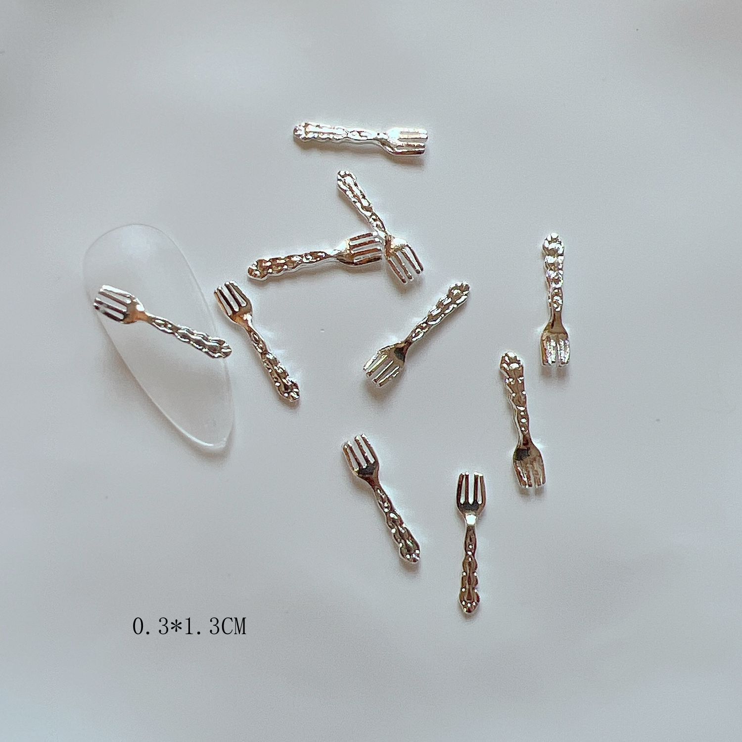 Alloy Mini Cute Cutlery Knife Fork And Spoon-shaped Metal Nail Accessories