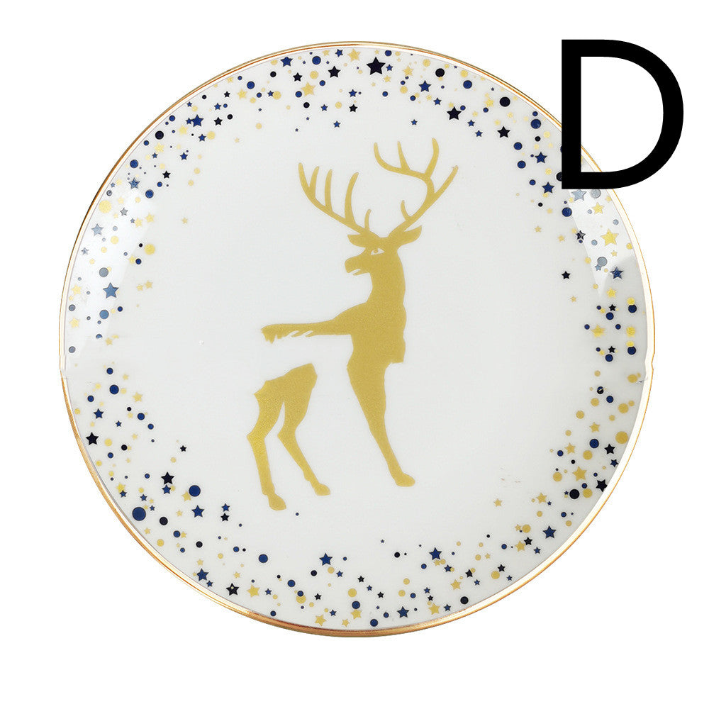 Christmas Ceramic Western Plate Cutlery Set