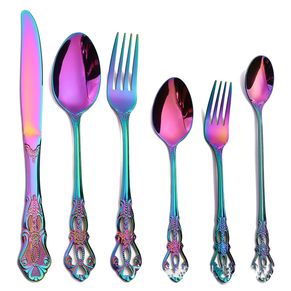 Embossed Spoon Stirring Ice Spoon Banquet Steak Cutlery