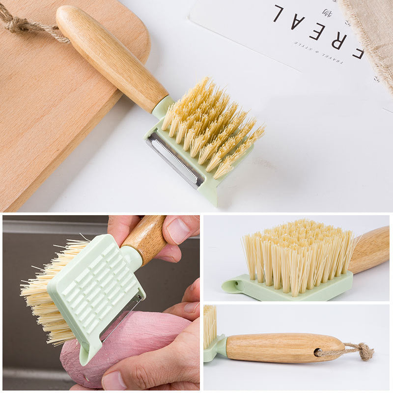 Pure Wood Fruit And Vegetable Brush Stainless Steel Grater