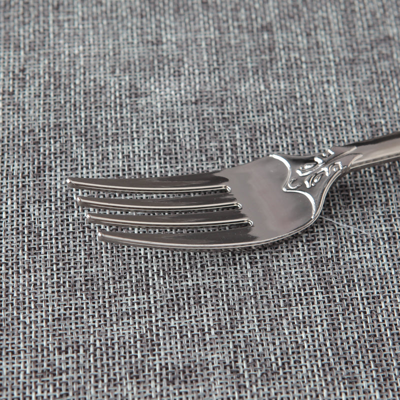 10 Disposable Plastic Electroplated Silver Cutlery Cutlery